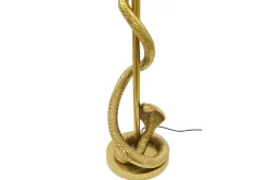Design Tischlampe COBRA 110cm gold Schlangen Skulptur schwarzer Stoffschirm