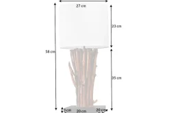 Design Tischlampe EUPHORIA 60cm natur weiß rund Massivholz handgearbeitet