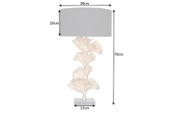 Design Tischlampe GINKGO 70cm schwarz Stoffschirm gold Metall handmade Marmor-Fuß