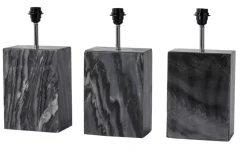 Design Tischlampe NOBLE 55cm schwarz Marmorfuß Stoffschirm