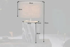 Design Tischlampe NOBLE 55cm schwarz Marmorfuß Stoffschirm