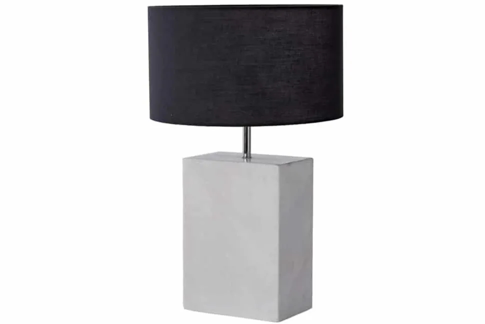 Design Tischlampe NOBLE 55cm weiß Marmorfuß Stoffschirm