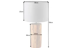 Design Tischlampe ROOTS 60cm Treibholz Leinenschirm grau handmade