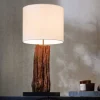 Design Tischlampe ROUSILIQUE 60cm natur weiß rund Treibholz handgearbeitet