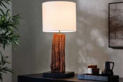 Design Tischlampe ROUSILIQUE 60cm natur weiß rund Treibholz handgearbeitet