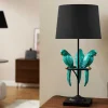 Design Tischlampe WILDLIFE 75cm schwarz türkis rund Papagei Skulpturen mit Marmor-Fuß