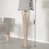 Design Treibholz Stehlampe EUPHORIA 180cm grau mit Leinenschirm