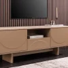 Design TV Board SAVOY 150cm grau beige greige Travertin Keramik mit Schublade 3D-Front