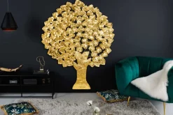 Design Wanddeko TREE OF LIFE XXL 170cm gold Metall handmade Ginkgo