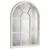 Design Wandspiegel CASTILLO 100cm weiß Landhausstil Fensterspiegel Rundbogen Shabby Chic