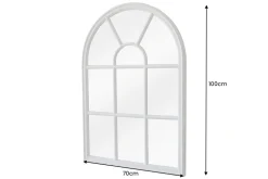 Design Wandspiegel CASTILLO 100cm weiß Landhausstil Fensterspiegel Rundbogen Shabby Chic