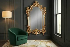 Design Wandspiegel OPULENT 150cm gold detailreiche Rahmenverzierung Modern Barock