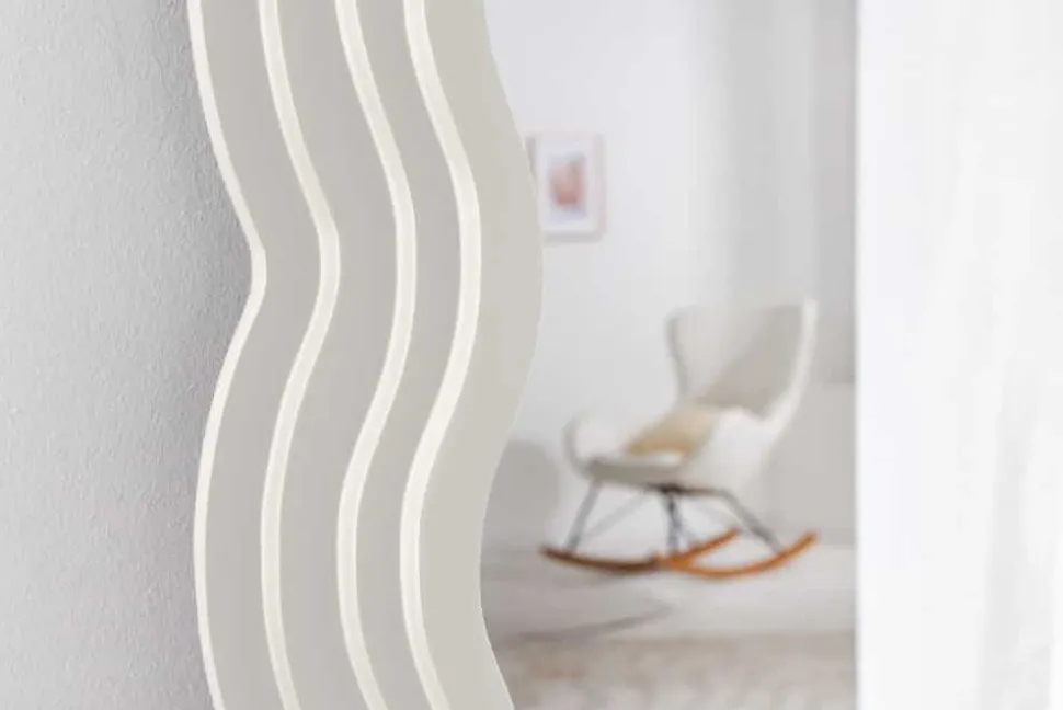 Design Wandspiegel WAVE 160cm weiß Rundbogen Spiegel