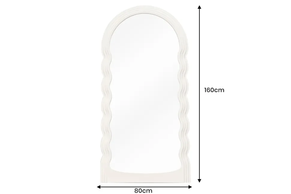 Design Wandspiegel WAVE 160cm weiß Rundbogen Spiegel