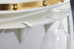 Design Weinfass BODEGA WHITE 70cm weiß gold Pinie Flaschen Gläseraufhängung