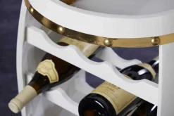 Design Weinfass BODEGA WHITE 65cm weiß gold Pinie Flaschenregal 14 Flaschen
