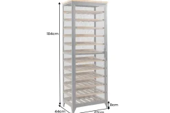 Design Weinschrank BODEGA 185cm natur schwarz Tannenholz Metall Flaschenregal
