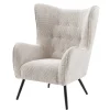 Design XL Sessel AMSTERDAM greige Bouclé schwarze Metallbeine Retro Stil