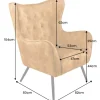 Design XL Sessel AMSTERDAM senfgelb Samt schwarze Metallbeine Retro Stil
