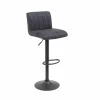 Drehbarer Barhocker PORTLAND vintage grau Microfaser Barstuhl mit Lehne höhenverstellbar