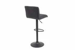 Drehbarer Barhocker PORTLAND vintage grau Microfaser Barstuhl mit Lehne höhenverstellbar