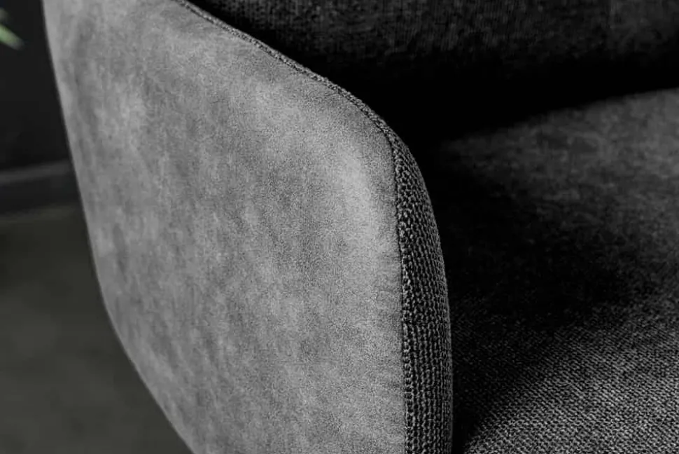 Drehbarer Design Barhocker BIG GEORGE anthrazit Samt Taschenfederkern mit Armlehnen