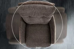 Drehbarer Design Barhocker BIG GEORGE taupe Samt Taschenfederkern mit Armlehnen Metall