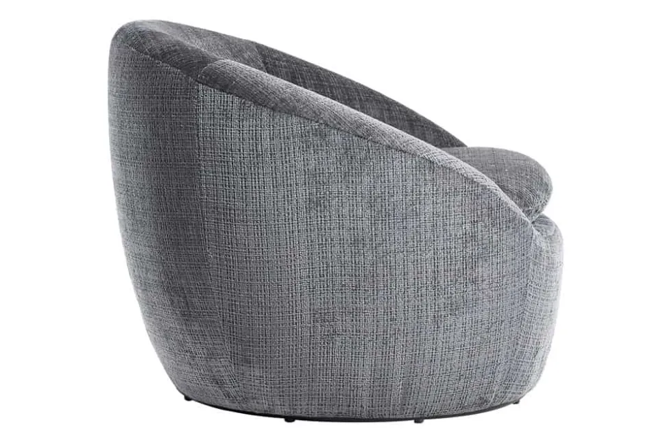 Drehbarer Design Sessel ALPINE grau Chenille Cremona 360° mit Armlehnen