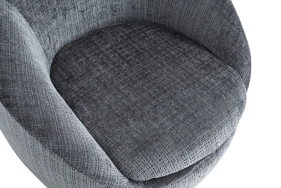 Drehbarer Design Sessel ALPINE grau Chenille Cremona 360° mit Armlehnen