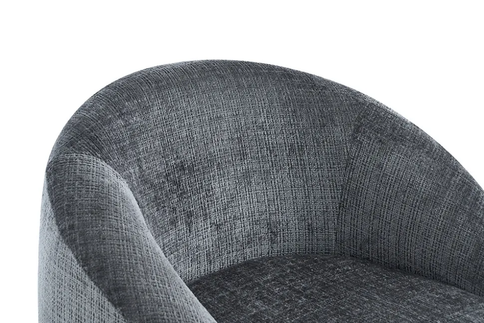 Drehbarer Design Sessel ALPINE grau Chenille Cremona 360° mit Armlehnen