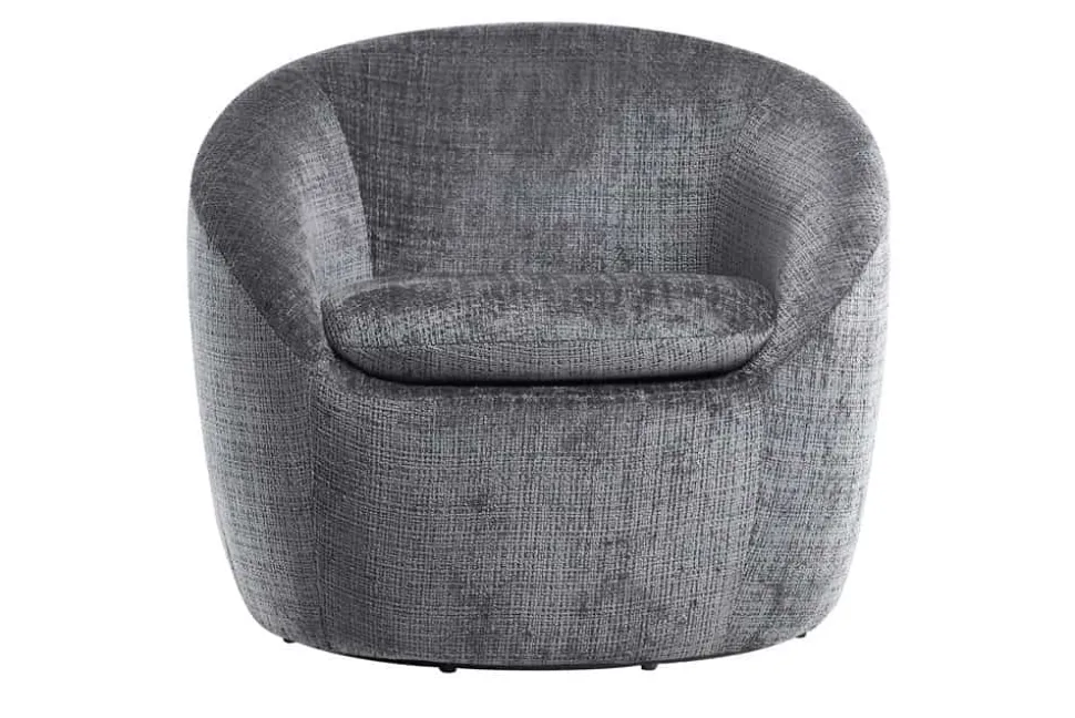 Drehbarer Design Sessel ALPINE grau Chenille Cremona 360° mit Armlehnen
