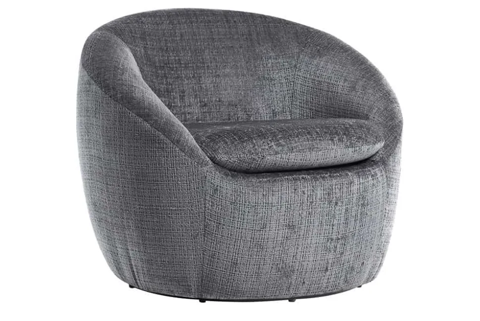 Drehbarer Design Sessel ALPINE grau Chenille Cremona 360° mit Armlehnen