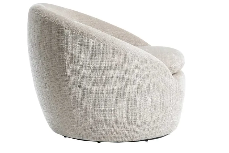 Drehbarer Design Sessel ALPINE beige Chenille Cremona 360° mit Armlehnen