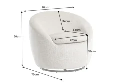 Drehbarer Design Sessel ALPINE beige Chenille Cremona 360° mit Armlehnen