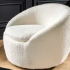 Drehbarer Design Sessel ALPINE beige Bouclé 360° mit Armlehnen