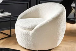 Drehbarer Design Sessel ALPINE beige Bouclé 360° mit Armlehnen