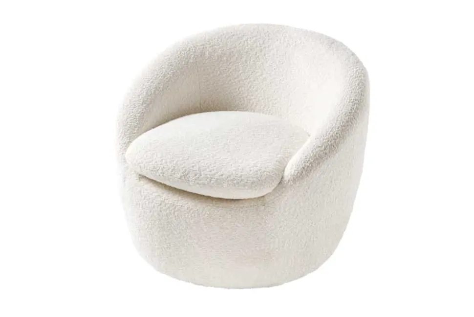 Drehbarer Design Sessel ALPINE beige Bouclé 360° mit Armlehnen
