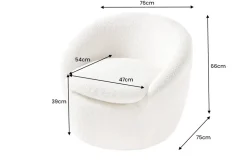 Drehbarer Design Sessel ALPINE beige Bouclé 360° mit Armlehnen