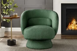 Drehbarer Design Sessel BOSSA NOVA 80cm moosgrün Bouclé
