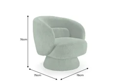 Drehbarer Design Sessel BOSSA NOVA 80cm moosgrün Bouclé