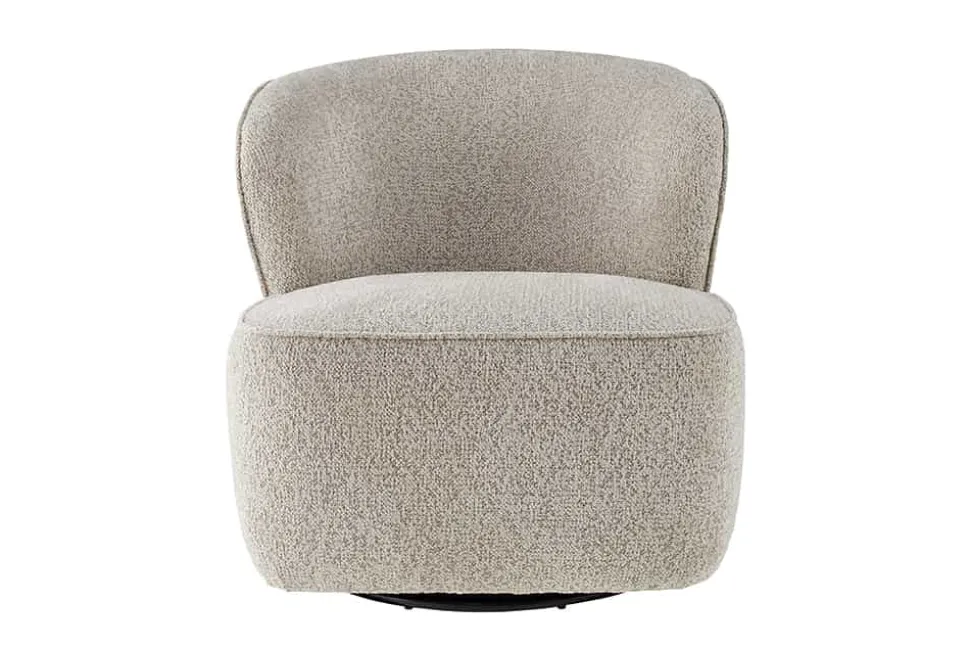 Drehbarer Design Sessel GATSBY taupe Bouclé Tweed Soft 360°