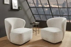 Drehbarer Design Sessel GATSBY beige Bouclé Tweed Soft 360°