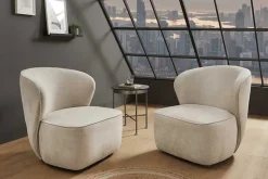 Drehbarer Design Sessel GATSBY beige Samt 360°
