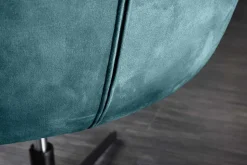 Drehbarer Design Sessel PAPILLON petrol Samt 360° schwarz Metall höhenverstellbar