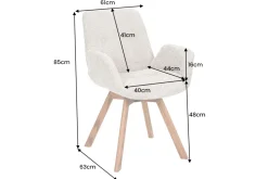Drehbarer Design Stuhl BALTIC beige Bouclé natur Eiche Massivholz-Beine mit Armlehne