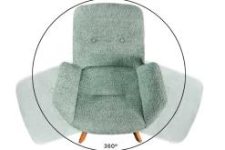 Drehbarer Design Stuhl BALTIC mint Bouclé natur Eiche Massivholz-Beine mit Armlehne