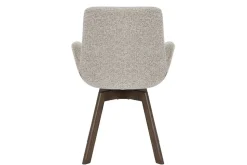 Drehbarer Design Stuhl BALTIC taupe Bouclé Tweed Soft Eiche Massivholz Walnuss