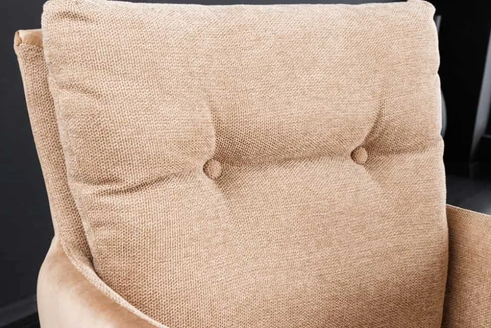 Drehbarer Design Stuhl BIG GEORGE champagner beige Samt Taschenfederkern Strukturstoff