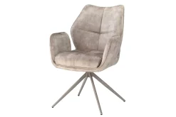 Drehbarer Design Stuhl CONCORD champagner greige Samt Taschenfederkern Metallgestell greige