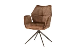 Drehbarer Design Stuhl CONCORD rost braun Samt Taschenfederkern Metallgestell braun